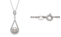 Macy's Cultured Freshwater Pearl 6.5-7mm and Cubic Zirconia Drop Pendant in Sterling Silver with 18" Chain